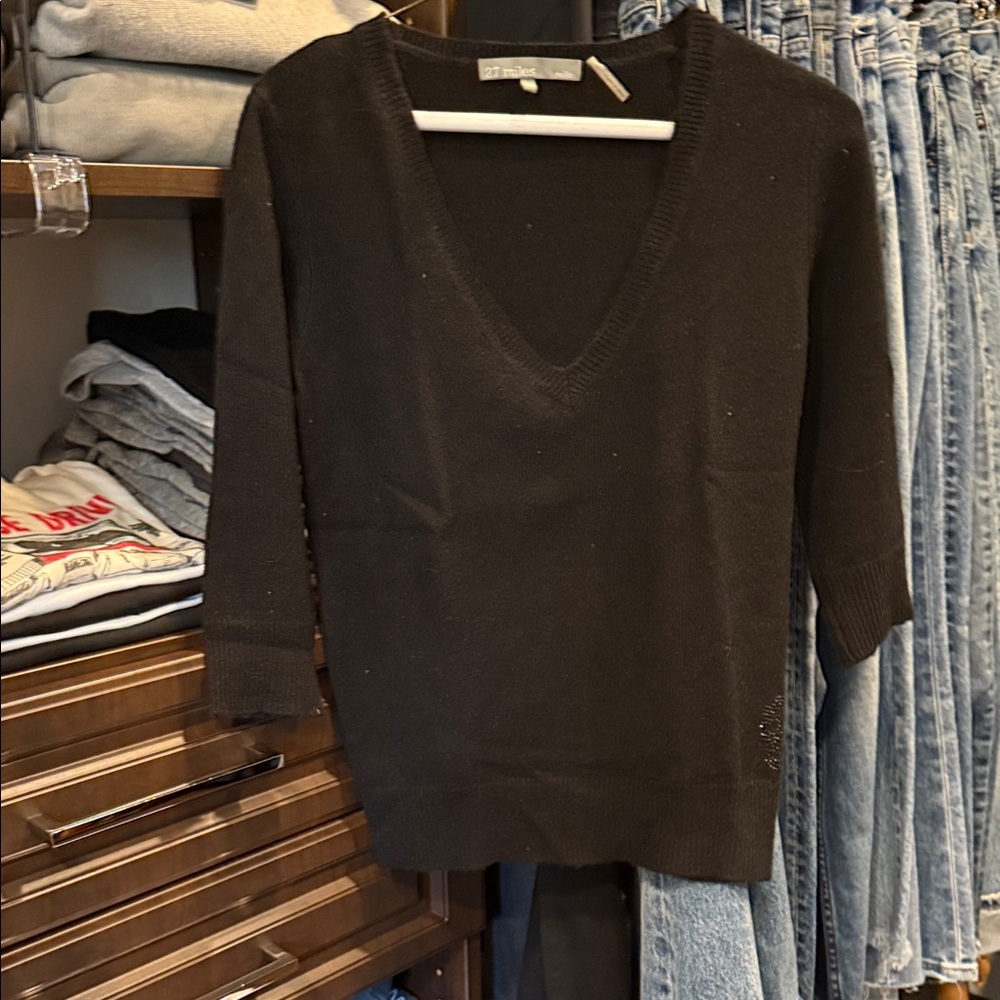 27 Miles Malibu Black V-Neck Sweater